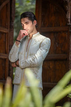 White Handwork Prince Coat with Kurta Pajama