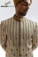 Load image into Gallery viewer, Beige Mate Gold Front Open Sherwani For Men&#39;s