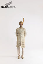 Load image into Gallery viewer, Beige Mate Gold Front Open Sherwani For Men&#39;s