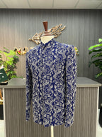 Royal Blue With Silver Embroidered Prince Coat For Men's