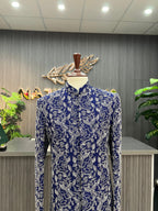 Royal Blue With Silver Embroidered Prince Coat For Men's