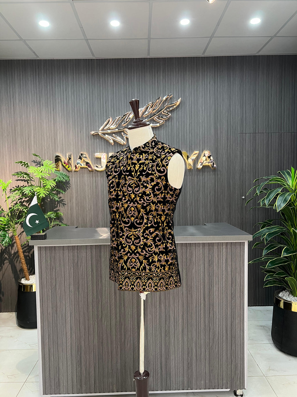 Black Golden Waistcoat For Men's