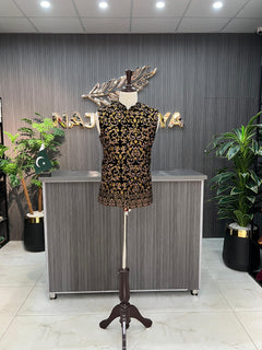 Black Golden Waistcoat For Men's