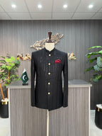 Black Sequence Embroidery Prince Coat For Men's