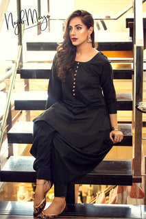Black Kurta With Patyala Shalwar For Women's