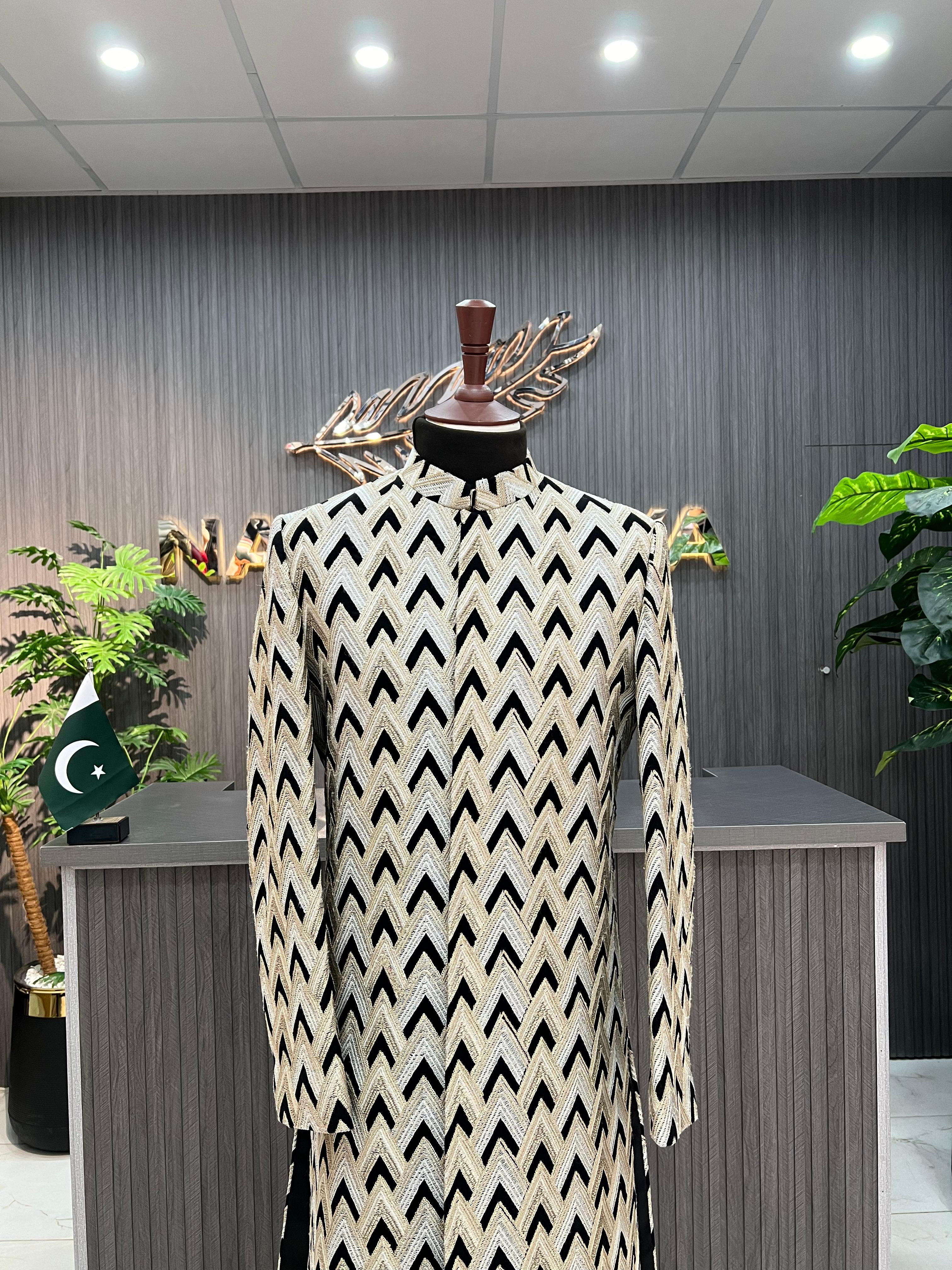 Black Golden Embroidery Sherwani For Men's Secondary image