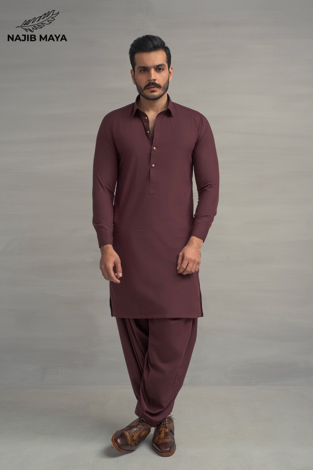 Maroon Shalwar Kameez For Men's Main image