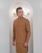 Mustard Kurta Bell Bottom Pajama + Embroidered Waist Coat For Men's