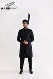 Black Hand Work Sherwani For Men's