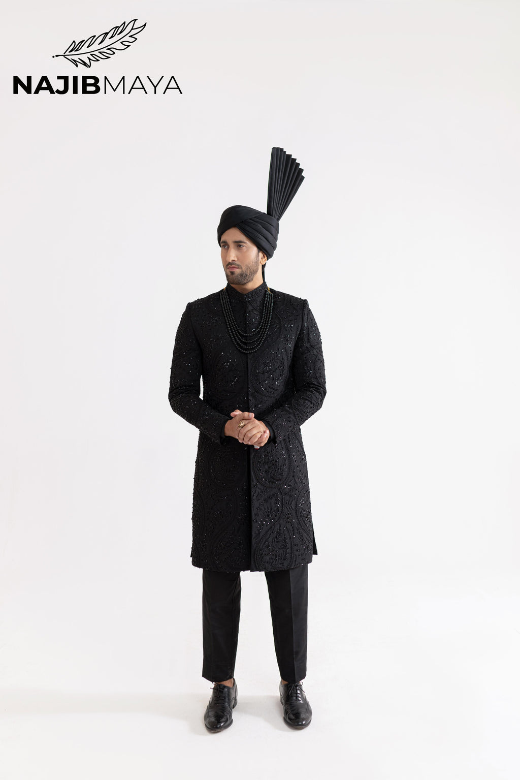 Black Hand Work Sherwani For Men's