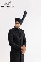 Black Hand Work Sherwani For Men's
