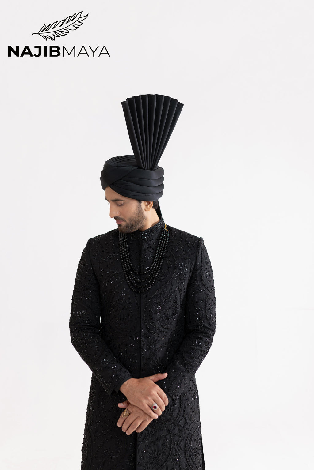Black Hand Work Sherwani For Men's
