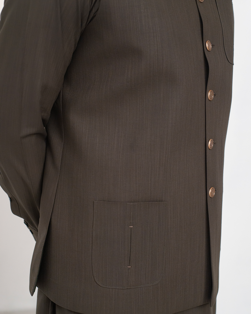 Green Kurta Bell Bottom Pajama + Waist Coat For Men's