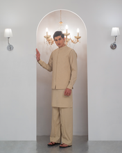 Load image into Gallery viewer, Cream Kurta Bell Bottom Pajama + Embroidered Waist Coat For Men's