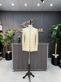 Cream Sequence Embroidery Prince Coat For Men's