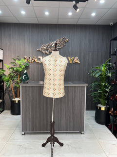 Cream Multi Waistcoat For Men's