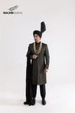 Black Golden Hand Work Sherwani For Men's