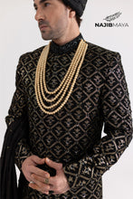 Load image into Gallery viewer, Black Golden Hand Work Sherwani For Men&#39;s