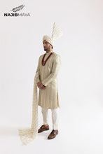 Load image into Gallery viewer, Cream Gold Sherwani For Men&#39;s