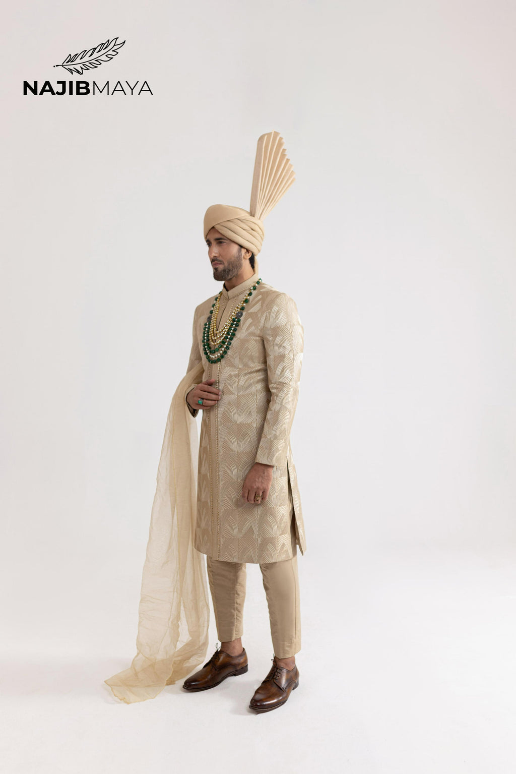 Mate Gold Front Open Sherwani For Men's