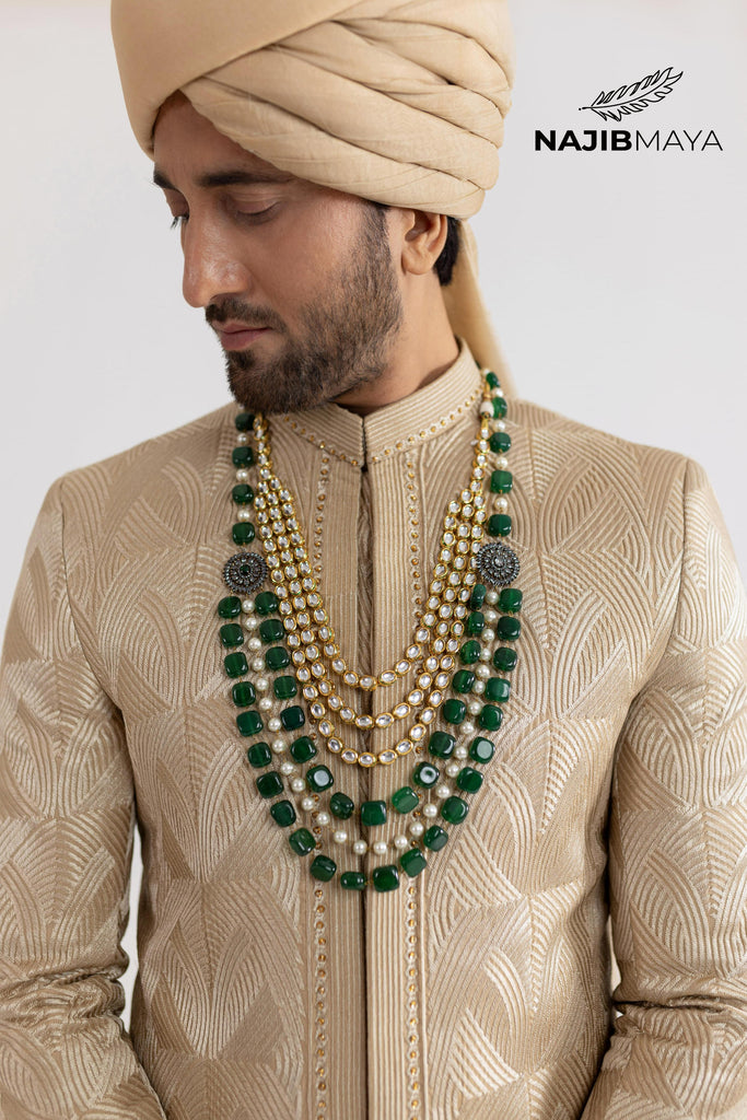 Mate Gold Front Open Sherwani For Men's