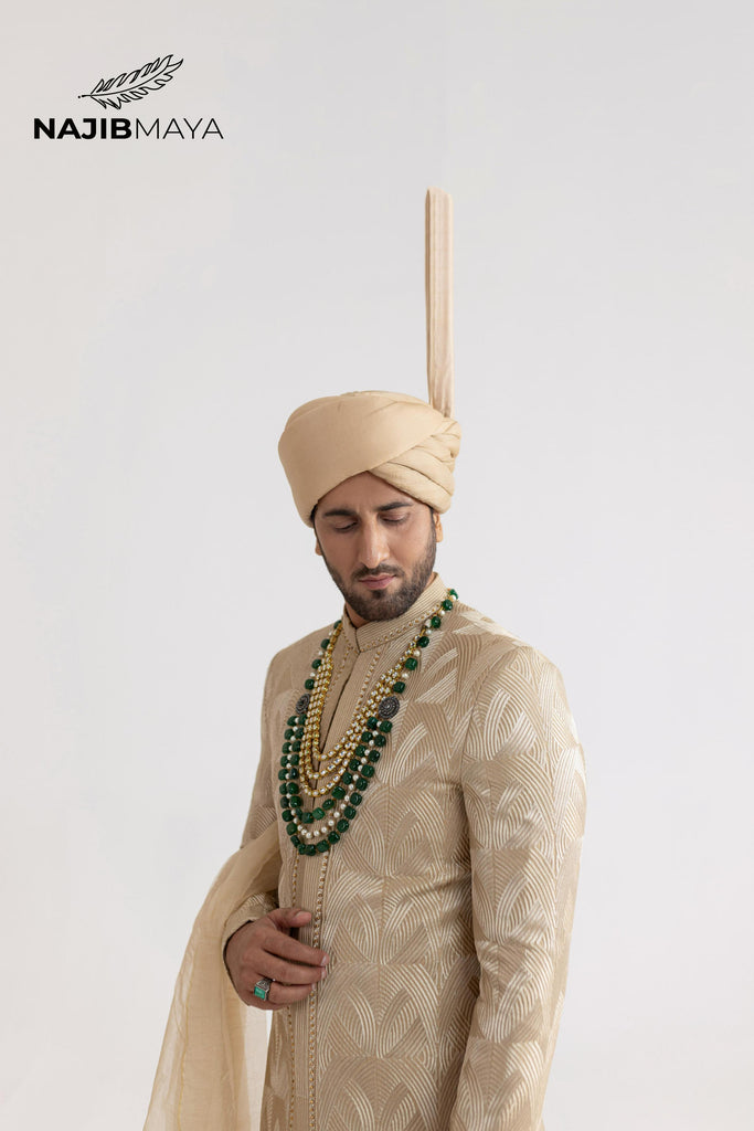 Mate Gold Front Open Sherwani For Men's