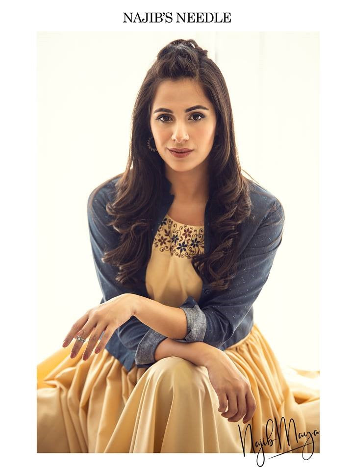 Golden Silk Frock For Women's Secondary image