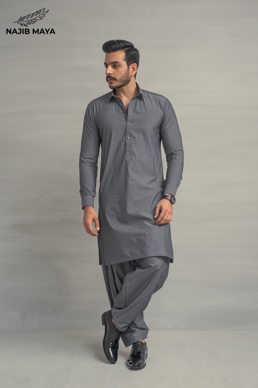 Grey Shalwar Kameez For Men's Main image
