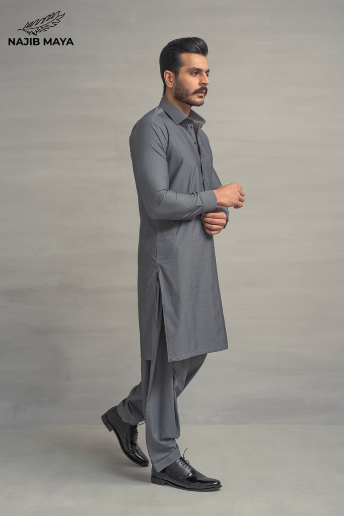 Grey Shalwar Kameez For Men's