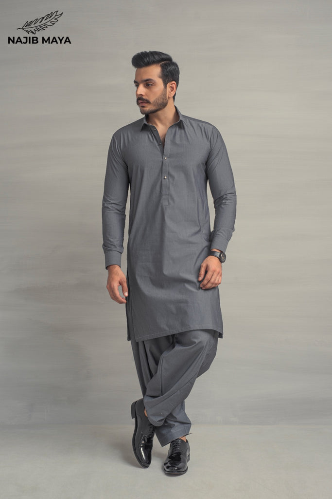 Grey Shalwar Kameez For Men's