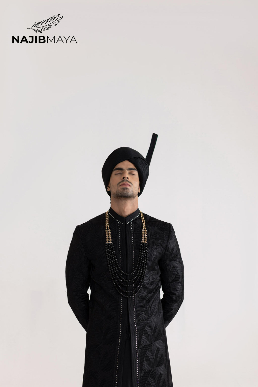 Black Front Open Sherwani For Men's