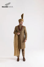 Copper Gold Hand Work Sherwani For Men's