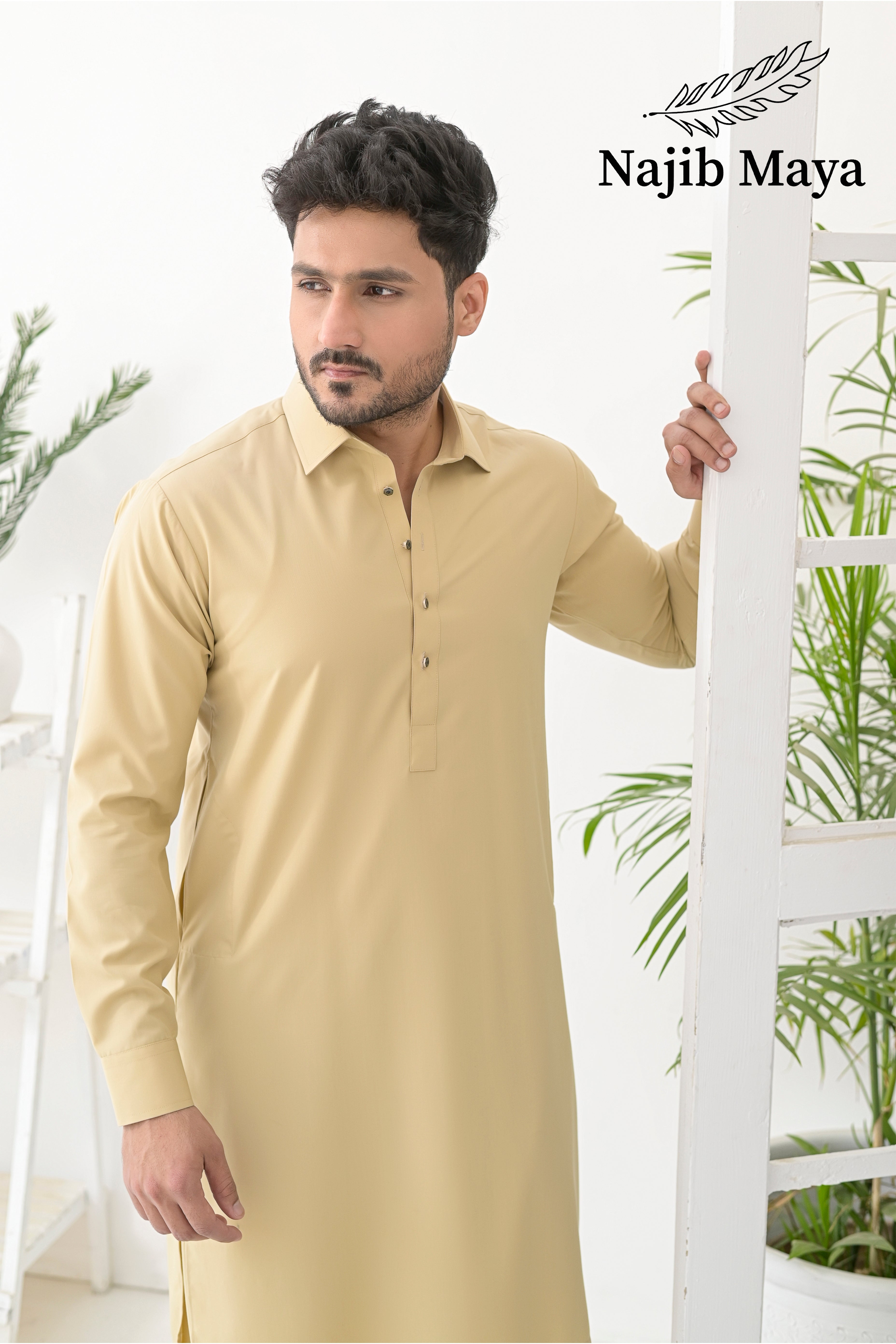 Light fawn Shalwar Kameez For Men's Secondary image