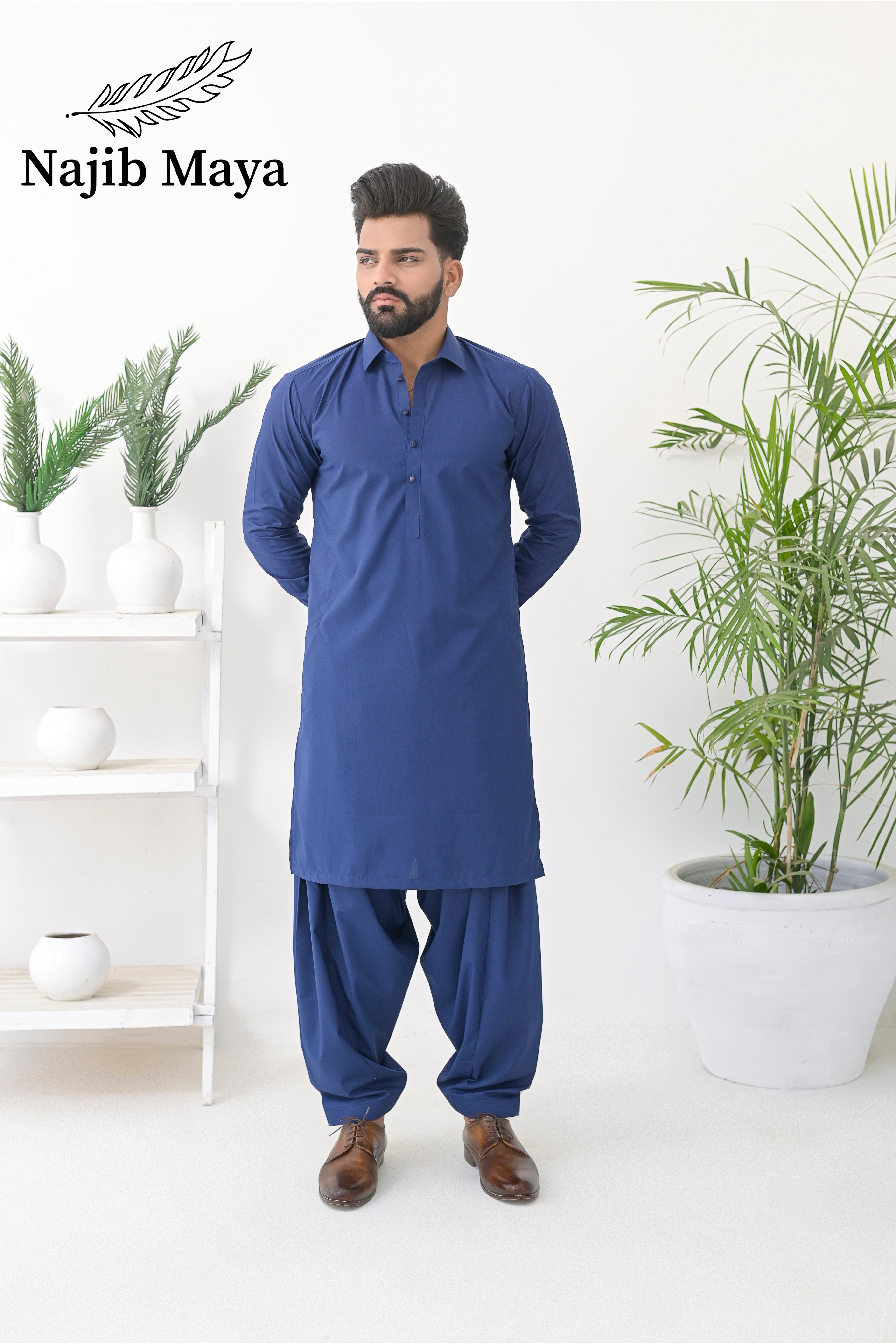 Blue Shalwar Kameez For Men's