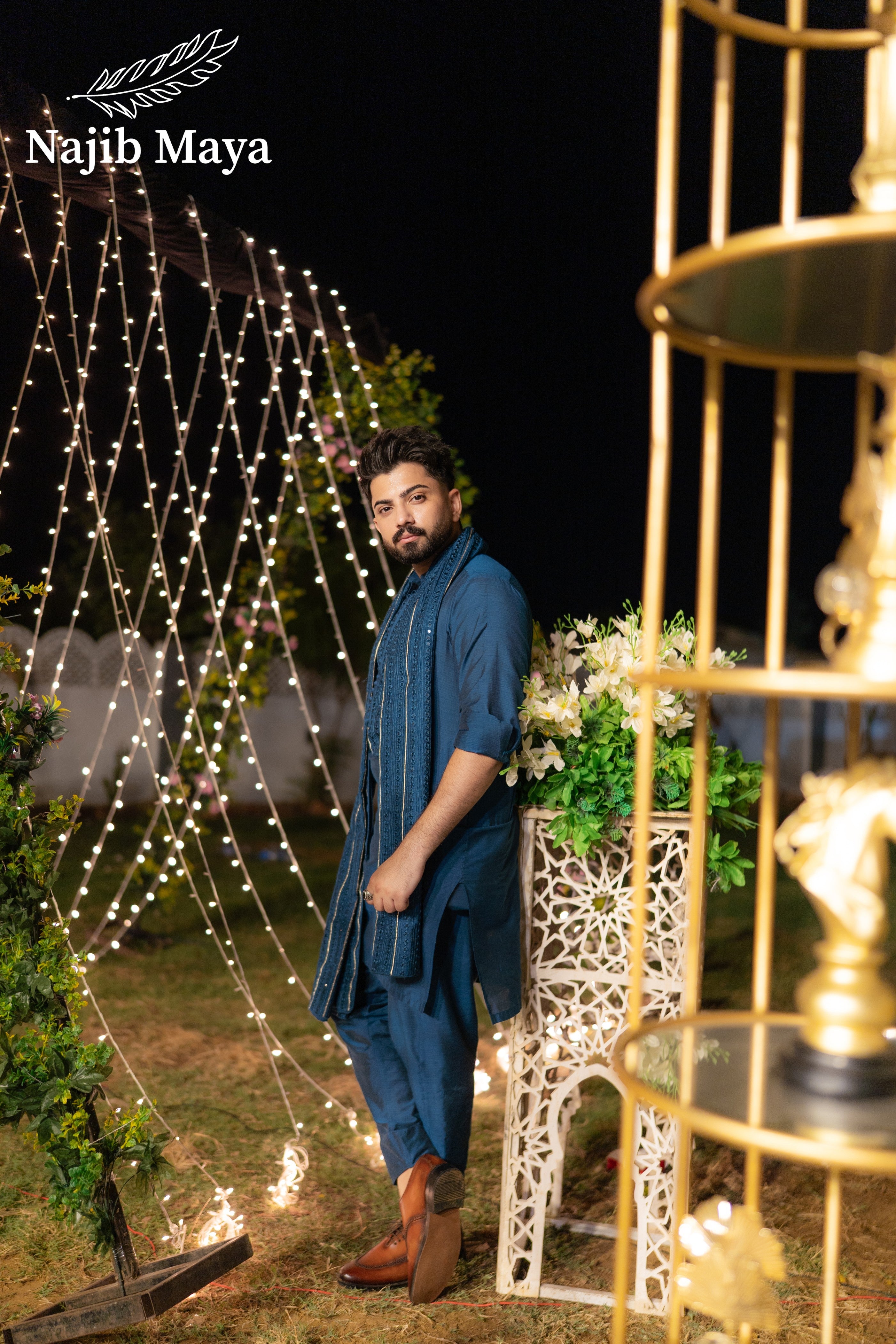 Till Blue Stylish Kurta Pajama + Shawl For Men's