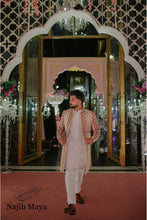 White Multi Embroidery Long Coat + White Kurta Pajama For Men's