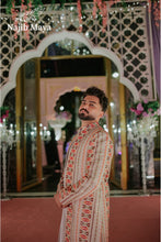 Load image into Gallery viewer, White Multi Embroidery Long Coat + White Kurta Pajama For Men&#39;s