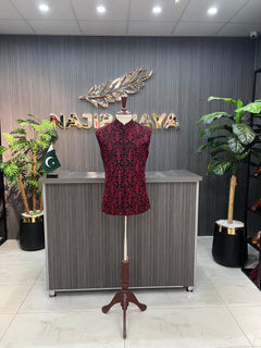 Black Maroon Waistcoat For Men's