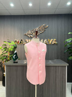 Pink Plain Waist Coat For Men's