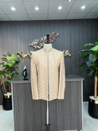 Pink & Golden Embroidery Prince Coat For Men's