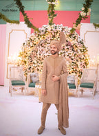 Beige Sherwani Full Hand Work For Men's