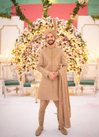 Beige Sherwani Full Hand Work For Men's