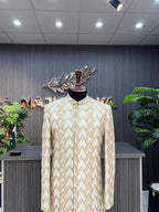 White Golden Embroidery Sherwani For Men's