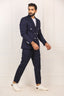 Navy Blue With White Lining Coat Pent For Men's