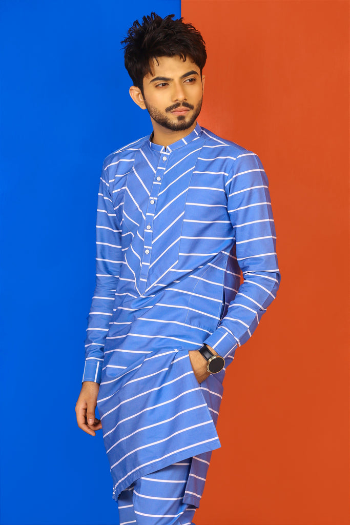 Blue Lining Stylish Kurta Pajama For Men's