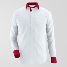 Load image into Gallery viewer, White Shirt With Red Contrast Formal Shirt For Men&#39;s