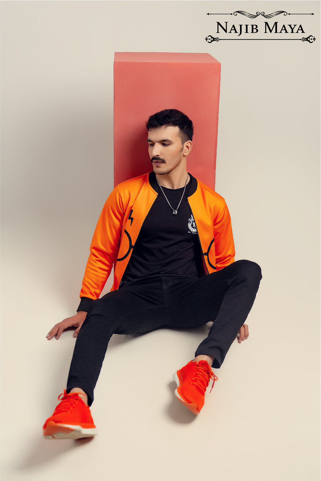 Orange HP Bomber Jacket For Men's Main image