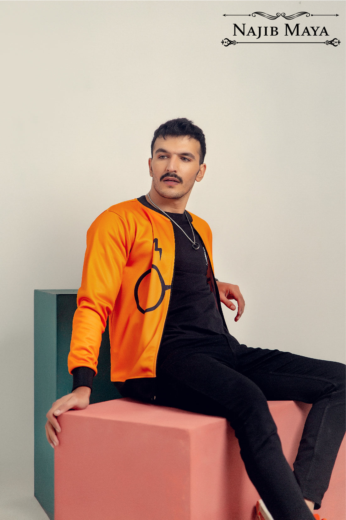 Orange HP Bomber Jacket For Men's Secondary image
