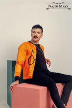 Load image into Gallery viewer, Orange HP Bomber Jacket For Men&#39;s