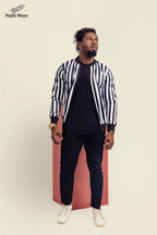 Black & White Bomber Jacket For Men's
